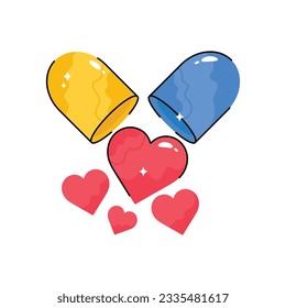 Love pill doodle vector outline icon. EPS 10 file
