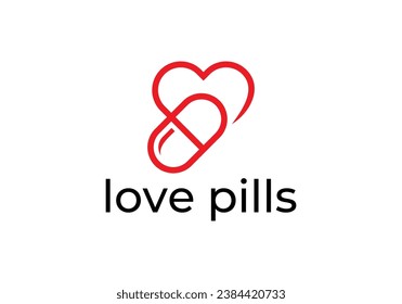 love pill logo design, health care icon symbol vector