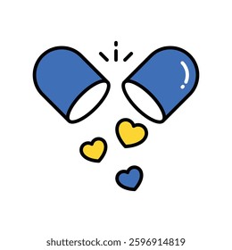 Love Pill vector filled outline icon. EPS 10 file