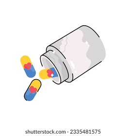 Love pills doodle vector outline icon. EPS 10 file