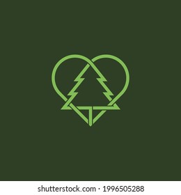 Love and Pine nature logo design vector