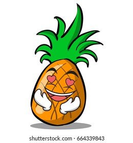 In love pineapple cartoon character collection vector illustration