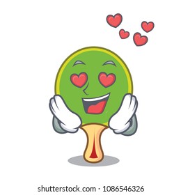 In love ping pong racket mascot cartoon