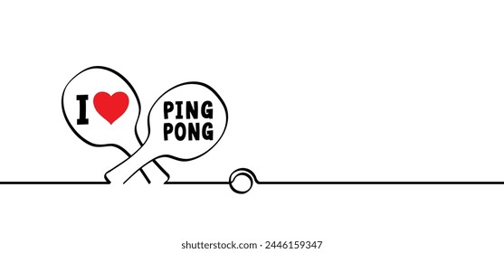 I love ping pong. World table tennis day. Table tennis player and paddle icon. Pingpong spots. Ping pong and bat and ball game. Ping pong rackets and balls. Table tennis racket, ball with paddle.