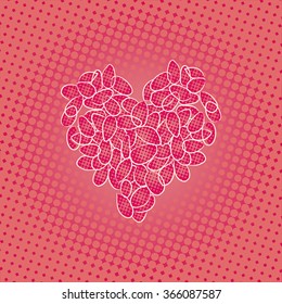 Love pink heart pop art style vector illustration comic book style imitation 