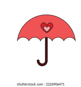 love pink umbrella vector icon illustration