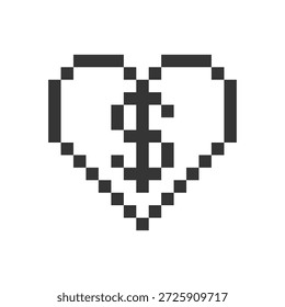Forma retro del arte del pixel del amor