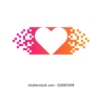 Love Pixel Logo Design Template