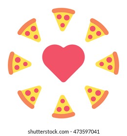 Love pizza. Flat vector icon design illustration on white background.
