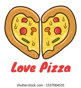 Love pizza with hand drawn of pizza vector illustration.