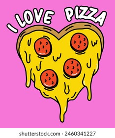 ILUSTRACIÓN DE PIZZA EN FORMA DE CORAZÓN DE AMOR