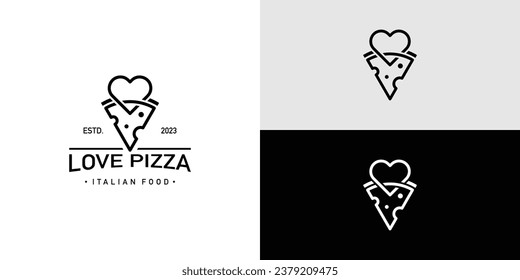 Love pizza logo design, pizzeria design vector illustration.