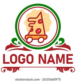 Love pizza logo, fast food cafe and restaurant vector design