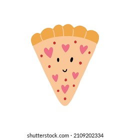 In love pizza. Romantic vector hand drawn doodle element 