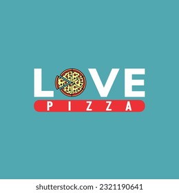 LOVE PIZZA vector logo design, suitable use for symbol, icon or element design to describe pizza lovers restaurant 