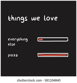 Love For Pizza Vs. Everything Else (Funny Bar Graph Vector Illustration Concept)