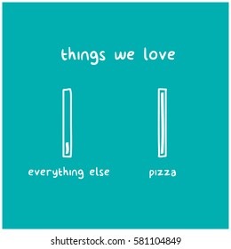 Love For Pizza Vs. Everything Else (Funny Bar Graph Vector Illustration Concept)