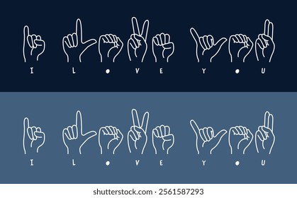 Love placement print design for Deaf Awareness Month banner. love in sign language hand drawn flat line art, promoting hearing disability education and inclusivity in September