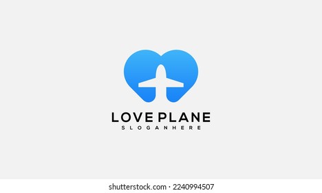 love plane logo design gradient color