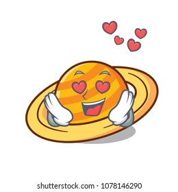 In love planet saturnus mascot cartoon