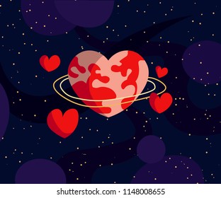 Love planet vector illustration