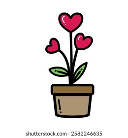 Love Plant floral in a pot Simple design romantic theme This element can be used for decoration card, Element design, Poster Background