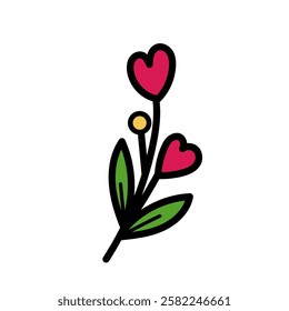 Love Plant floral in a pot Simple design romantic theme This element can be used for decoration card, Element design, Poster Background