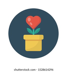 love plant glyph flat vector icon