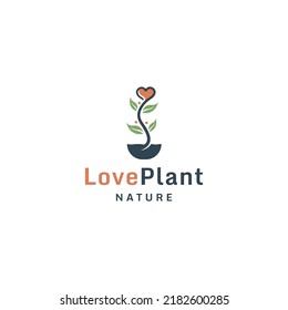 Love plant nature logo icon design template flat vector illustration