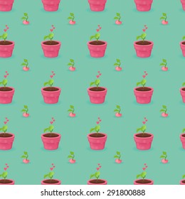 Love plants seamless pattern