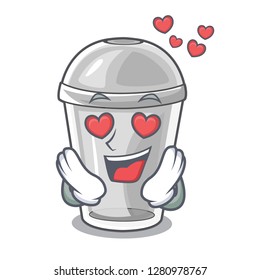 In love plastic cup isolated on with mascot