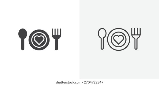 Love Plate icon. collection of editable stroke line and solid flat styles.
