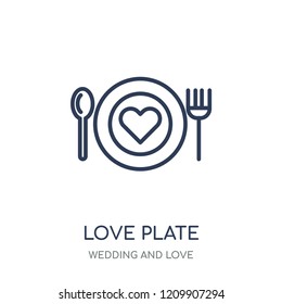 love Plate icon. love Plate linear symbol design from Wedding and love collection. Simple outline element vector illustration on white background.