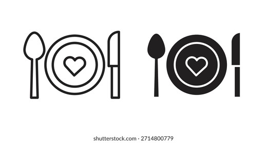 Paquete de iconos de Love Plate. Elemento de diseño de icono de Vector plano.