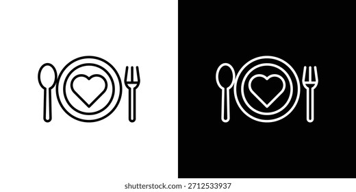 Icono de Love Plate. Símbolo plano simple. Ilustración de pictograma de contorno negro perfecto