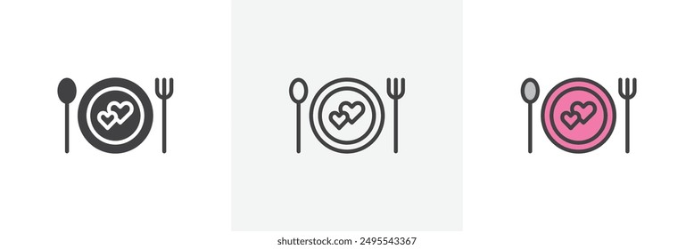 Love Plate icon symbol collection on white background.