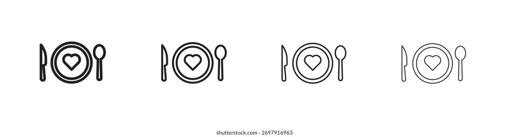 Icono de Love Plate. Diseño de estilo delgado, ligero, regular y audaz aislado sobre fondo blanco