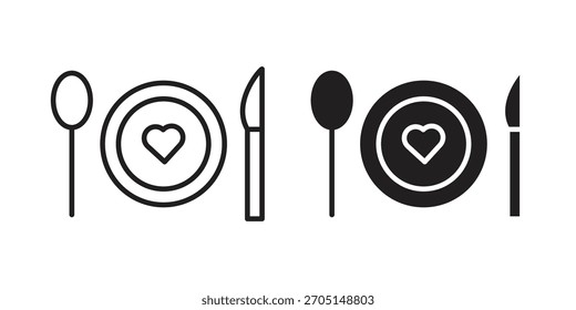 Love Plate icono de Vector moderno plano y diseños de trazo