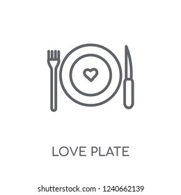 love Plate linear icon. Modern outline love Plate logo concept on white background from Birthday party and wedding collection. Suitable for use on web apps, mobile apps and print media.