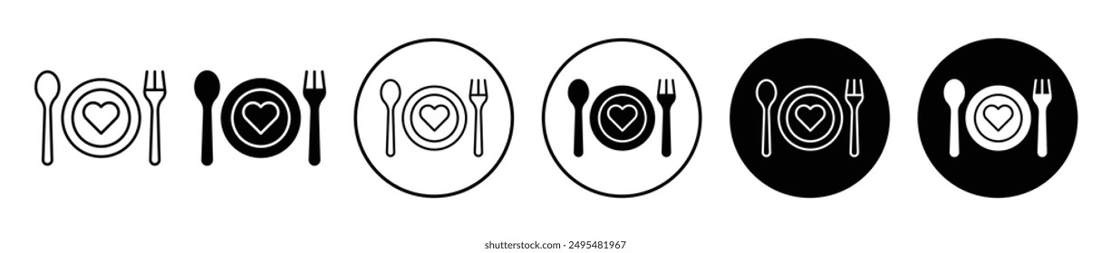 Love Plate dünne Linie Vektorgrafik Icon Set.