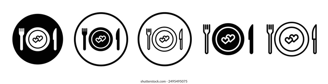 Love Plate vector icon set in black and white color.