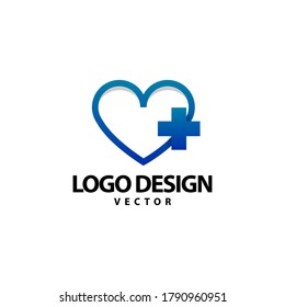 Love and plus symbol logo design template for business company and corporate