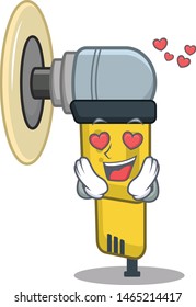 In love pneumatic sander isolated with the cartoon