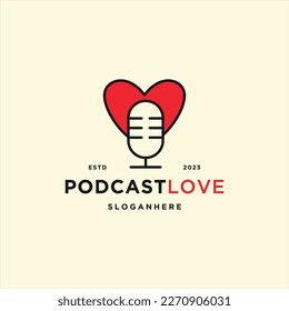 Love podcast logo design vector. Suitable for business .