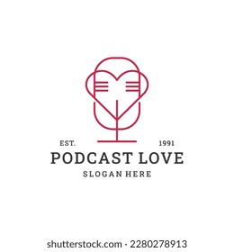 Love podcast logo design vector. Suitable for business .