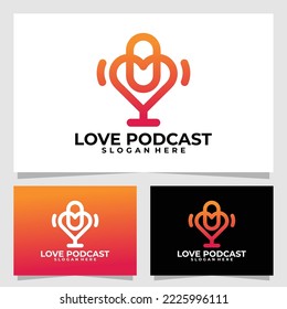 plantilla de diseño vectorial del logotipo del podcast de amor