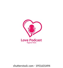 Love Podcast logo vector icon illustration design