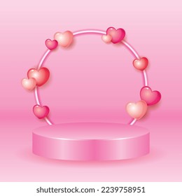 love with podium background with hearts . vector illustration