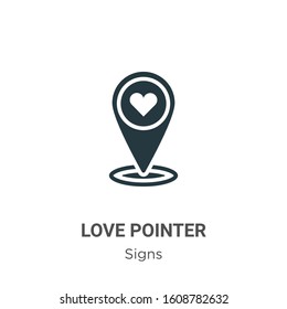 Love pointer glyph icon vector on white background. Flat vector love pointer icon symbol sign from modern signs collection for mobile concept and web apps design.