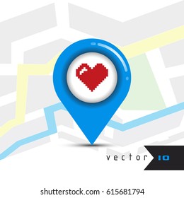 Love pointer icon pixel heart navigation icon